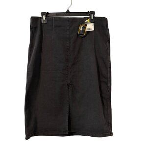 Lee Womens Black Denim Pencil Skirt Size Large With Back Pockets & Front Slit. N